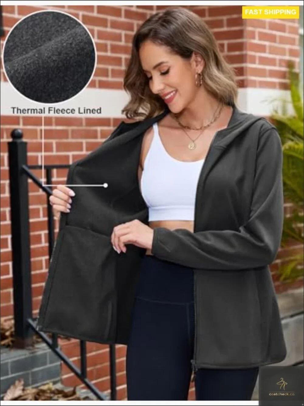 Lightweight Fleece Full Zip Hoodie Relaxed Fit Hiking Sweater with Pockets